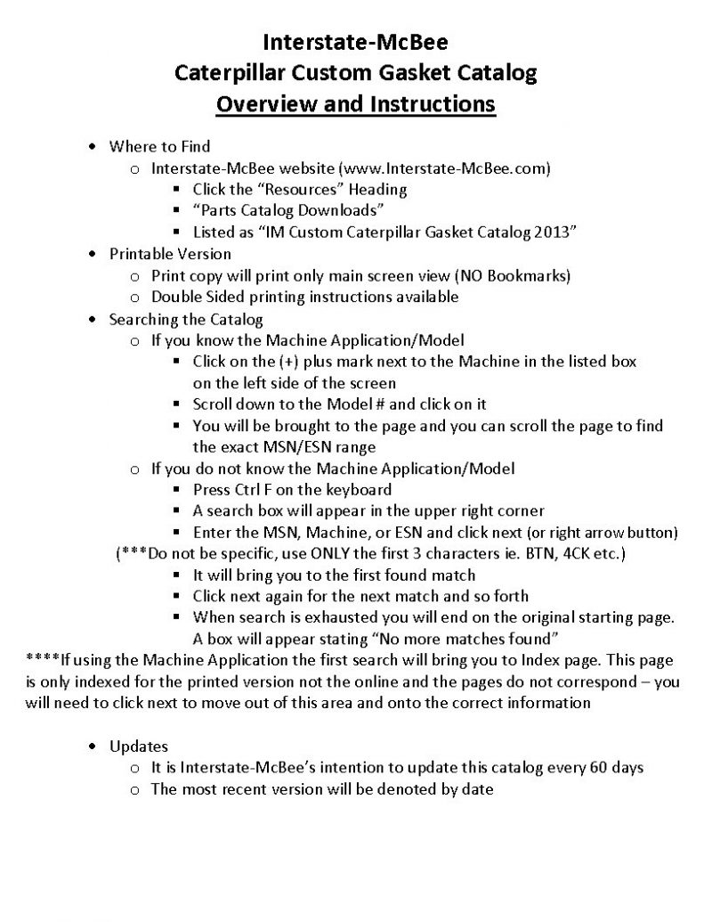catalogoverviewinstructionscustomer InterstateMcBee